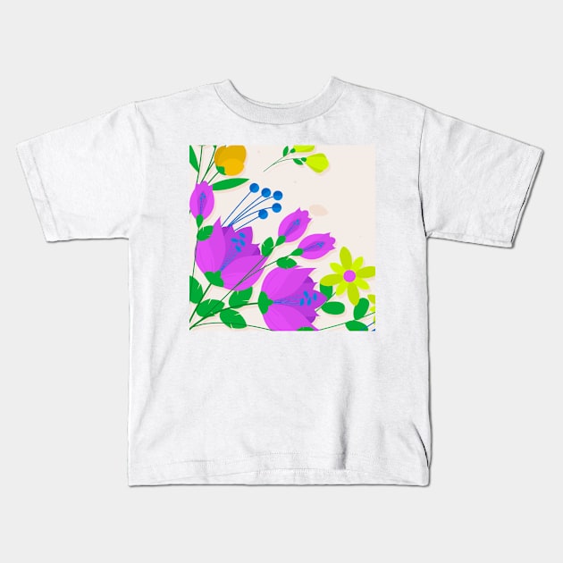 Floral Colourful Art Kids T-Shirt by Tshirtstory